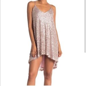 Pink Sequined Mini Dress
